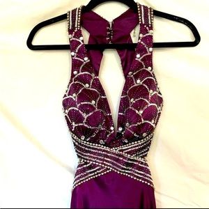 Beaded/rhinestone detailed formal dress